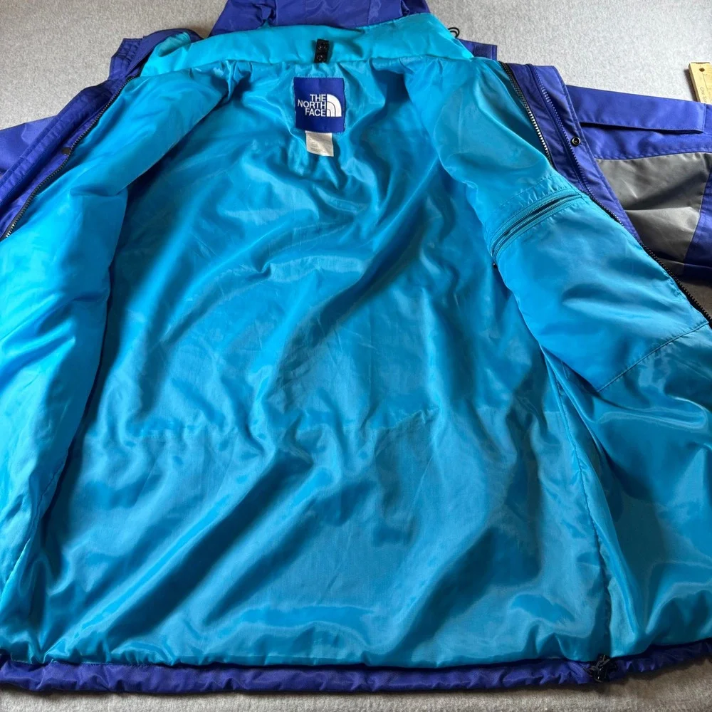 The North Face Mens Blue Teal Mountain Parka Jacket Hooded Large Vintage